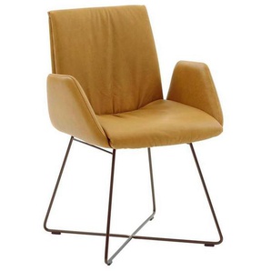Musterring Armlehnstuhl MR 2050 , Currygelb , Leder , Echtleder , Longlife-Leder , Rundrohr , 54x88x62 cm , Goldenes M, Emas, DGM , Lederauswahl, Stoffauswahl , Esszimmer, Stühle, Esszimmerstühle, Armlehnenstühle