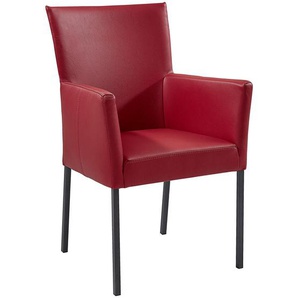 Musterring Armlehnstuhl Nova , Rot , Leder , Echtleder , Color-Finish-Leder , Uni , eckig , 59x91x65 cm , Lederauswahl, Stoffauswahl , Esszimmer, Stühle, Esszimmerstühle, Armlehnenstühle