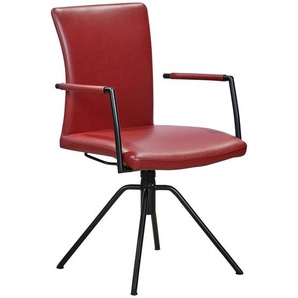 Musterring Armlehnstuhl , Rot , Leder , Echtleder , Rindleder , Rundrohr , 55x91x58 cm , Lederauswahl, Stoffauswahl, Typenauswahl, automatische Rückholfunktion , Esszimmer, Stühle, Esszimmerstühle, Armlehnenstühle
