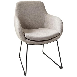 Musterring Armlehnstuhl Tavia , Taupe, Schwarz , Textil , Rundrohr, Kufe , 62x86x66 cm , Typenauswahl, Beinauswahl , Esszimmer, Stühle, Esszimmerstühle, Armlehnenstühle