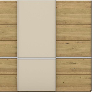 Musterring Schwebetürenschrank Savona, Kleiderschrank, Schrank, Garderobe, mit Schiebetüren (Teilmassiv Bianco-Eiche, mit Spiegel oder Glas, MADE IN GERMANY) Türen Bianco-Eiche massiv, Spiegel-/Glastüren, eingelegte Chromleiste