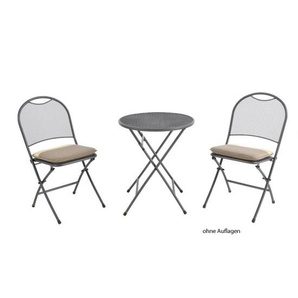 MWH Cafe Latte Set - 2 Sessel und Tisch 60 cm im Farbton eisengrau, Stahl elotherm beschichtet- OHNE AUFLAGEN