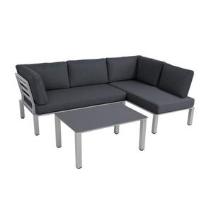 MWH Lounge Set Widoo silber mit Auflage in grau 100% Polyester