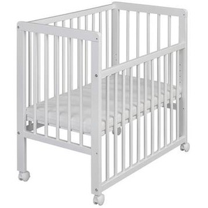 My Baby Lou Beistellbett Nina, Weiß, Holz, Wildkernbuche, Hartholz, 48x83x85 cm, Made in EU, Sprossen im Normabstand, zum Gitterbett umbaubar,