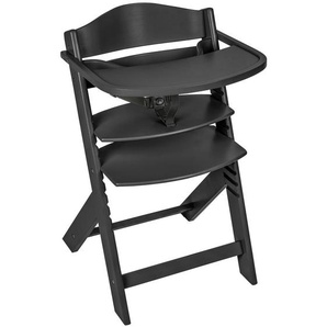 My Baby Lou Hochstuhl Lunch, Schwarz, Holz, Buche, massiv, Sperrholz, 50.5x78.5x45 cm, EN 71, EN 14988, Essbrett verstellbar, Fußstütze Sitzfläche abnehmbar, speichel- und schweißechte Lackierung, Füttern