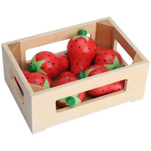 My Baby Lou Kaufladenzubehör Erdbeeren, Grün, Rot, Eiche, Holz, 7-teilig, Schima, massiv, Sperrholz, 13.4x5x9 cm, EN 71, Spielzeug, Kinderspielzeug,