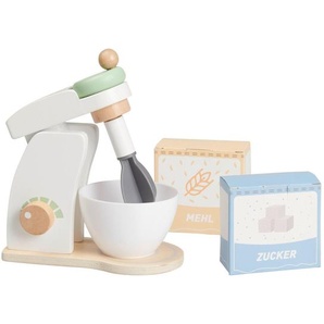 My Baby Lou Kinderküchenzubehör, Blau, Gelb, Grau, Natur, Weiß, Mintgrün, Holz, Kunststoff, Papier, Holzwerkstoff, 4-teilig, Schima, massiv,