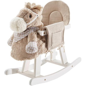 My Baby Lou Schaukelpferd Baby First, Grau, Natur, Holz, Textil, Pappel, vollmassiv, 28x57x61 cm, unisex, ISO 9001, AZO-frei, EN 71, Fußstützen,