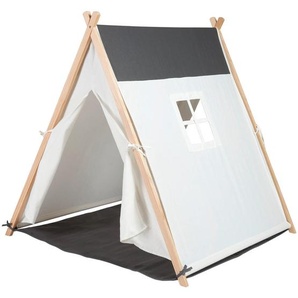 My Baby Lou Spielzelt, Creme, Dunkelgrau, Holz, Textil, Kiefer, massiv, 100x110x100 cm, Fsc, AZO-frei, EN 71, Spielzeug, Kinderzelte