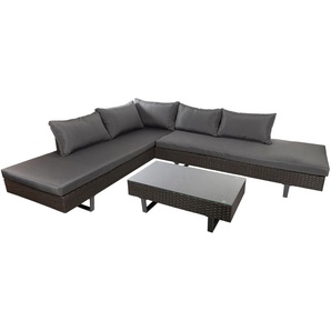 Gartenlounge-Set MY FLAIR Sitzmöbel-Sets Gr. B/H/T: 250 cm x 63 cm x 75 cm, braun (braun, braun, anthrazit) Outdoor Möbel 1 Sofa, Tisch
