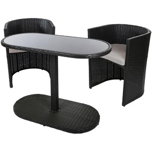 Gartenlounge-Set MY FLAIR Sitzmöbel-Sets schwarz Outdoor Möbel 2 Stühle, 1 Tisch