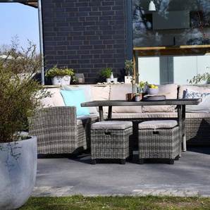 my Flair Gartenlounge-Set, (5-tlg), 1 Sofa, 1 Sessel, 2 Hocker, 1 Tisch