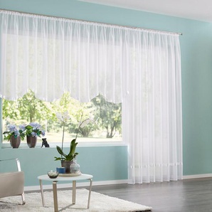 Bogenstore MY HOME Eby Gardinen Gr. 120 cm, Kräuselband, 400 cm, weiß Kräuselband Gardine Transparent Polyester