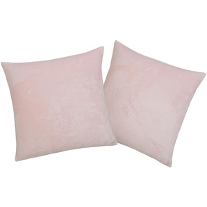 Dekokissen MY HOME Jil Dekokissen_Sitzkissen_Kissenhüllen Gr. B/L: 50 cm x 50 cm, 2 St., rosa (rosa, unifarben) Dekokissen uni aus super weichem Kuschelfleece, Kissenhüllen ohne Füllung, 2 Stück