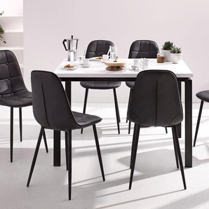 INOSIGN Essgruppe Sabine + Luna, (Set, 5-tlg), Esstisch, Breite 160 cm und 4 Esszimmerstühle, Bezug in Kunstleder