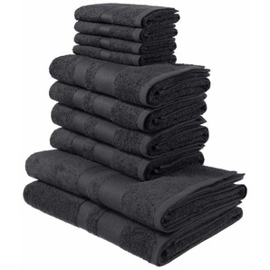 my home Handtuch Set Vanessa, Duschtücher, Handtücher und Gästetücher, Walkfrottee (Set, 10-St), 100% Baumwolle, einfarbig, weich, mit Bordüre