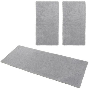 my home Hochflor-Bettumrandung Microfaser Teppich Magong, besonders weich, sehr feiner Flor, Höhe 25 mm, (3-tlg), uni, einfarbiger Bettvorleger, Läufer-Set, Schlafzimmer, Kinderzimmer