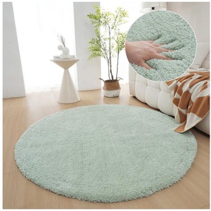 my home Hochflor-Teppich Microfaser Teppich Magong, besonders weich, sehr feiner Flor, rund, Höhe: 25 mm, unifarben, weiche Teppiche, Wohnzimmer, Schlafzimmer, Kinderzimmer