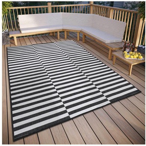 my home Outdoorteppich Viela Wendeteppich, auch als Läufer erhältlich, rechteckig, Höhe: 5 mm, schwarz weiß, Flachgewebe, Balkon, Wohnzimmer, In-Outdoor, wasserfest