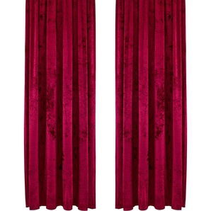 Vorhang MY HOME Velvet Gardinen Gr. 245 cm, Kräuselband, 135 cm, rot (weinrot) Kräuselband Gardine Samt Uni