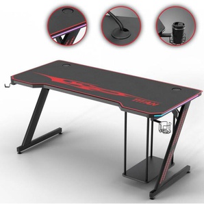 My Sit - Gaming Tisch 140 cm titan mit led Beleuchtung und Mauspad
