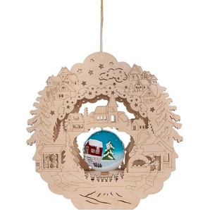 Myflair Möbel & Accessoires Dekoobjekt Weihnachtsdeko mit LED Beleuchtung (1 St), mit drehbarer Weihnachtskugel, aus Holz, Höhe ca. 32 cm