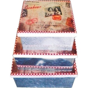 Dekokiste MYFLAIR MÖBEL & ACCESSOIRES Lola Aufbewahrungsboxen Gr. B/H/T: 18 cm x 18 cm x 9 cm, bunt Kiste Kisten Aufbewahrungsboxen Aufbewahrungsbox, aus Metall, mit Deckel