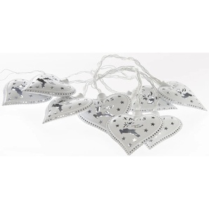 Myflair Möbel & Accessoires Dekoobjekt »Weihnachtsdeko mit 10 LEDs«, LED-Lichterkette mit Herzen und Rentiermotiv, Länge ca. 180 cm