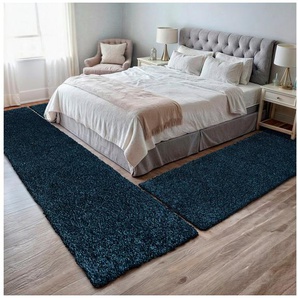 Myflair Möbel & Accessoires Hochflor-Bettumrandung My Shaggy, Höhe 37 mm, (3-tlg), Shaggy, Uni-Farben, leicht glänzend, extra flauschig, Läufer-Set
