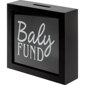 Spardose MYFLAIR MÖBEL & ACCESSOIRES Sakura, schwarz Spardosen schwarz Weitere Figuren Skulpturen Dekofiguren eckig, 20x20 cm, mit Schriftzug, ideales Geschenk zur Geburt