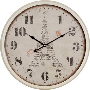 Wanduhr MYFLAIR MÖBEL & ACCESSOIRES Paris Wanduhren Gr. B/H: 8 cm x 51 cm, weiß Wanduhren XXL, rund, Ø 51 cm, Motiv Eifelturm, dekorativ in Küche & Wohnzimmer