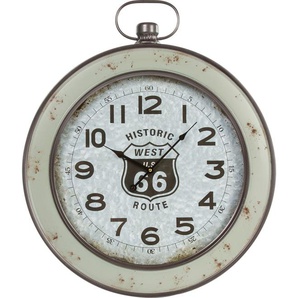 Wanduhr MYFLAIR MÖBEL & ACCESSOIRES Waclaw aus Holz Wanduhren Gr. B/H: 5,5 cm x 60 cm, silberfarben (altsilberfarben) Wanduhren rund, dekorativ in Küche & Wohnzimmer