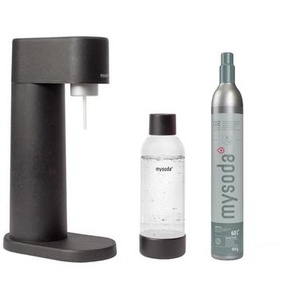 mysoda Wassersprudler Woody Black, Schwarz, Kunststoff, Naturmaterialien, 13x41x24.5 cm, Küchengeräte, Wasseraufbereitung, Wassersprudler