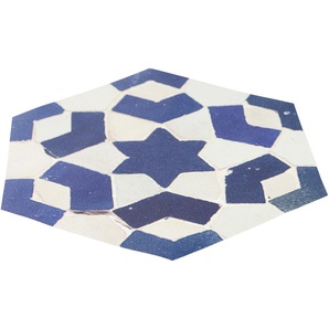 MYSPOTTI Duscheinlage Klebefliese stepon Enrico, Hexagon Wanneneinlagen antirutsch Gr. B/L: 35 cm x 30 cm, weiß (weiß, blau) Badewanneneinlagen