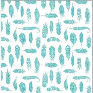 MYSPOTTI Fensterfolie Look Feathers turquois Fensterfolien 90 x 100 cm, statisch haftend Gr. B/L: 100 cm x 90 cm, blau (türkis, weiß) Fensterdekoration