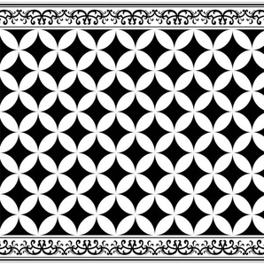 MYSPOTTI Vinylteppich Buddy Chadi Teppiche statisch haftend Gr. B/L: 136 cm x 203 cm, 0,5 mm, 1 St., schwarz (schwarz, weiß) Esszimmerteppiche
