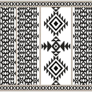 MYSPOTTI Vinylteppich Buddy Django Teppiche Gr. B/L: 136 cm x 203 cm, 0,5 mm, 1 St., schwarz (schwarz, weiß) Esszimmerteppiche