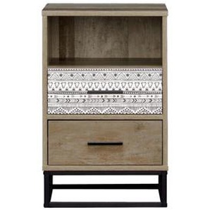 Nachtkommode 2 Schubladen, 1 offenes Fach - Nachttisch, Nachtschrank, Beistellkommode, Nachtschrank, Bettkommode