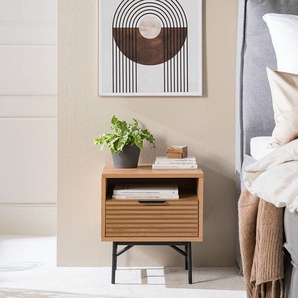Nachtkommode 45 x 50 x 40cm Beige/Eiche
