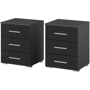 Nachtkommode II 2er-Set 40 x 52 x 40cm 3 Grau/Hochglanz Grau