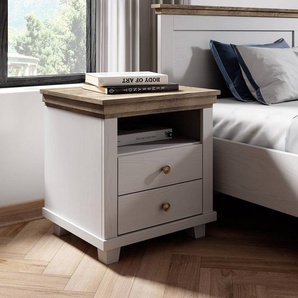 Nachtkommode Emmanuela 52 x 54 x 42cm Weiß/Eiche Weiß Dekor