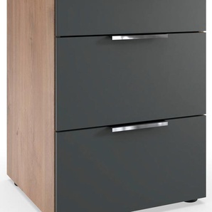 Nachtkommode FRESH TO GO Level Sideboards Gr. B/H/T: 41 cm x 61 cm x 41 cm, 3, schwarz (front graphit, korpus plankeneiche nachbildung) Nachtkonsolen und Nachtkommoden 3 Schubladen mit soft-close Funktion, 41cm breit, 61cm hoch