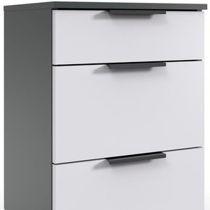 Nachtkommode FRESH TO GO Level Sideboards Gr. B/H/T: 41 cm x 61 cm x 41 cm, 3, weiß (front weiß, korpus graphit) Nachtkonsolen und Nachtkommoden 3 Schubladen mit soft-close Funktion, 41cm breit, 61cm hoch