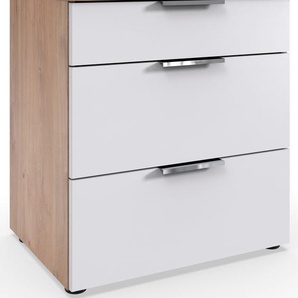 Nachtkommode FRESH TO GO Level Sideboards Gr. B/H/T: 54 cm x 61 cm x 41 cm, 3, weiß (front weiß, korpus plankeneiche nachbildung) Nachtkonsolen und Nachtkommoden 3 Schubladen mit soft-close Funktion, 54cm breit, 61cm hoch