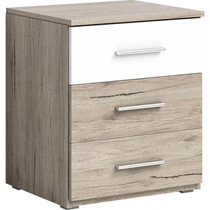 Nachtkommode INOSIGN Beta Breite 46 cm, moderner Nachtschrank, weiß (san remo eiche, san remo eiche, weiß), B:46cm H:55cm T:41cm, FSC-zertifizierter Holzwerkstoff, Sideboards, Nachttisch, Nachtkonsole mit 3 Schubladen