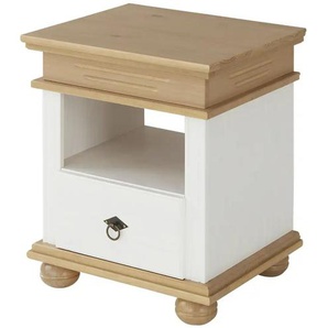 Nachtkommode Massivholz Fehmarn - weiß - Materialmix - 52 cm - 59 cm - cm 43,0 | Möbel Kraft
