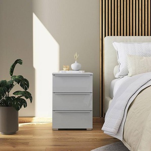 Nachtkommode mit Glas 62cm 1er Set Grau/Seidengrau
