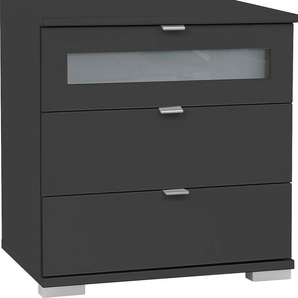 Nachtkommode WIMEX Box Sideboards Gr. B/H/T: 52 cm x 58 cm x 38 cm, 1 Nachtkommode, 3, grau (graphit, milchglas) Nachtkonsolen und Nachtkommoden mit Glaseinsatz in der oberen Schublade, 2 Höhen