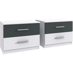 Nachtkommode WIMEX Budapest Sideboards Gr. B/H/T: 52 cm x 40 cm x 38 cm, 2 Stück, weiß, graphit Nachtkonsolen und Nachtkommoden wahlweise einzeln oder im 2er Set, mit jeweils 2 Schubladen