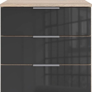 Nachtkommode WIMEX Easy Sideboards Gr. B/H/T: 52 cm x 74 cm x 38 cm, 4, braun (struktureichefarben hell, grauglas) Nachtkonsolen und Nachtkommoden